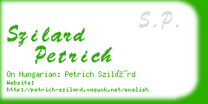szilard petrich business card